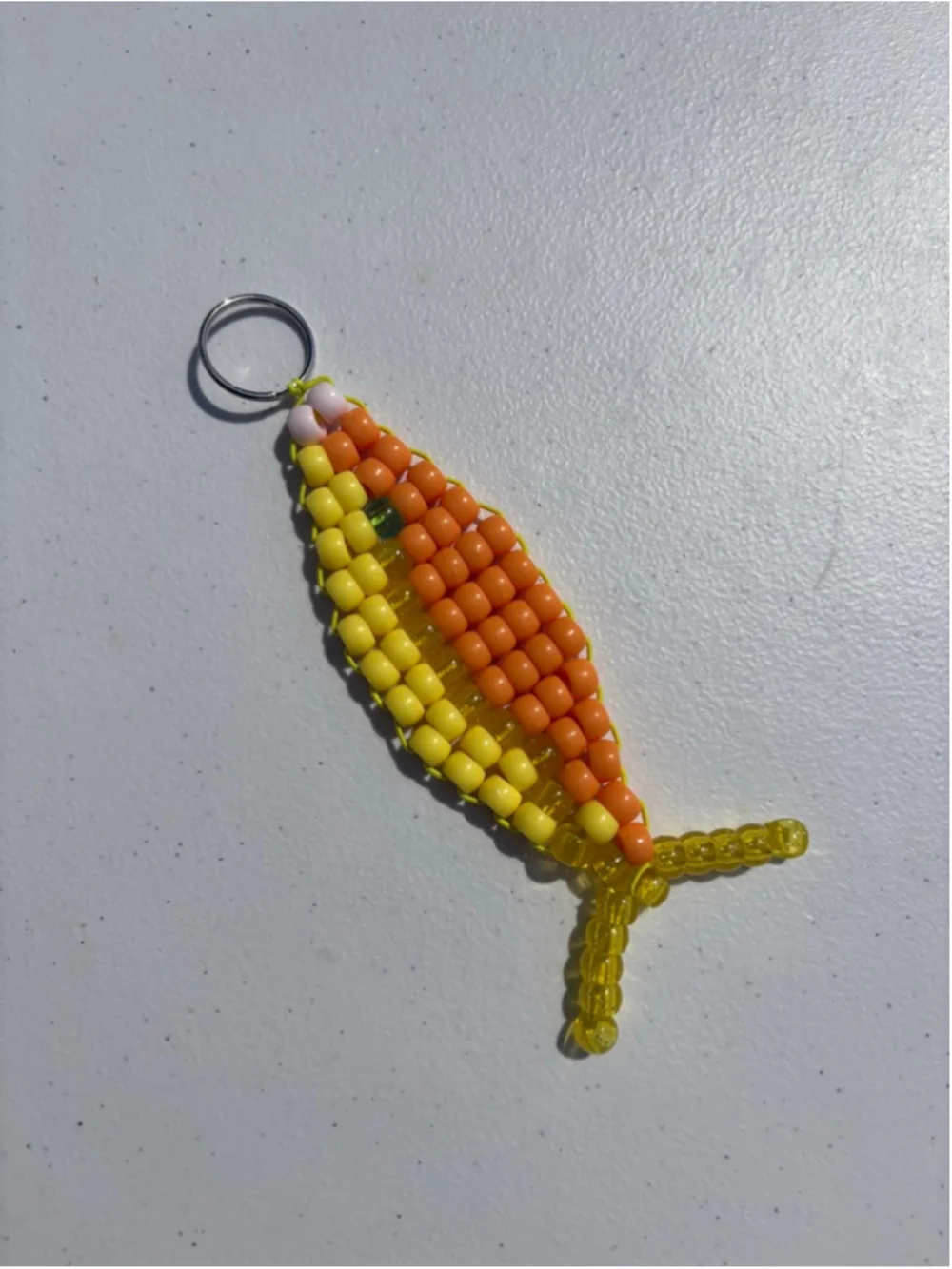 Pony bead Fish Keychain One Size Orange Yellow